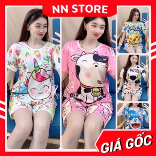 Đồ bộ 70kg cho nam nữ mặc nhà chất thun mềm mịn mát in doremon pokemon con cọp hoạt hình dễ thương DBRBD XL