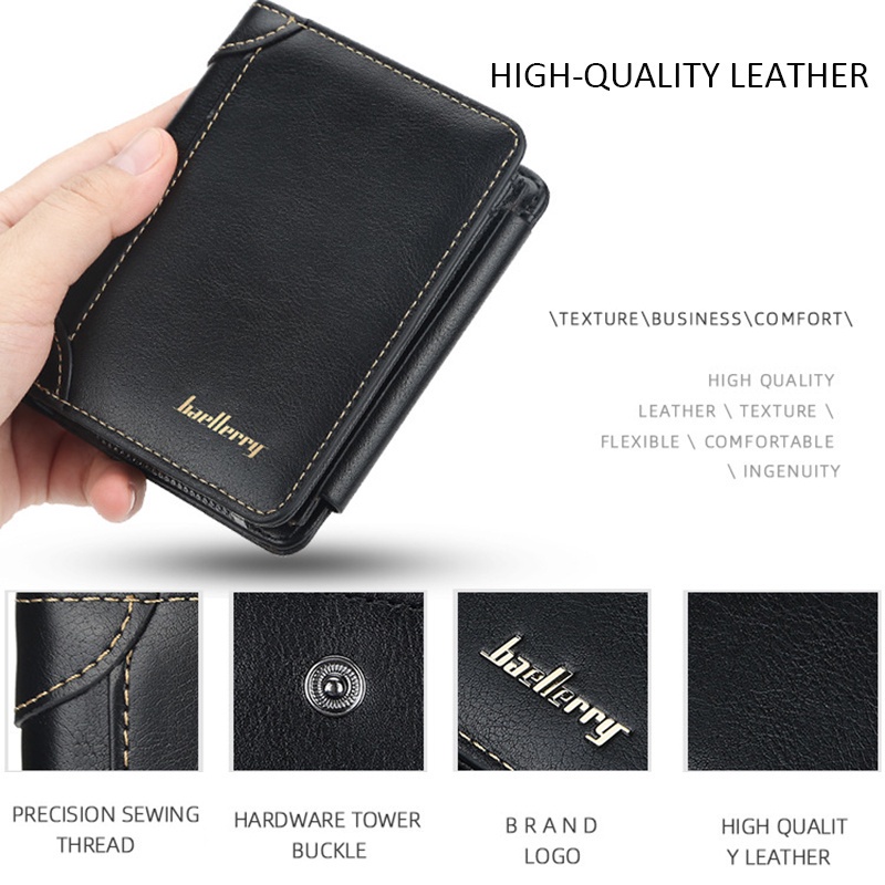 Ví Da Ngắn Đựng Thẻ Tiền Xu Khắc Chữ Lelaki Màu Laser Thời Trang Cho Nam