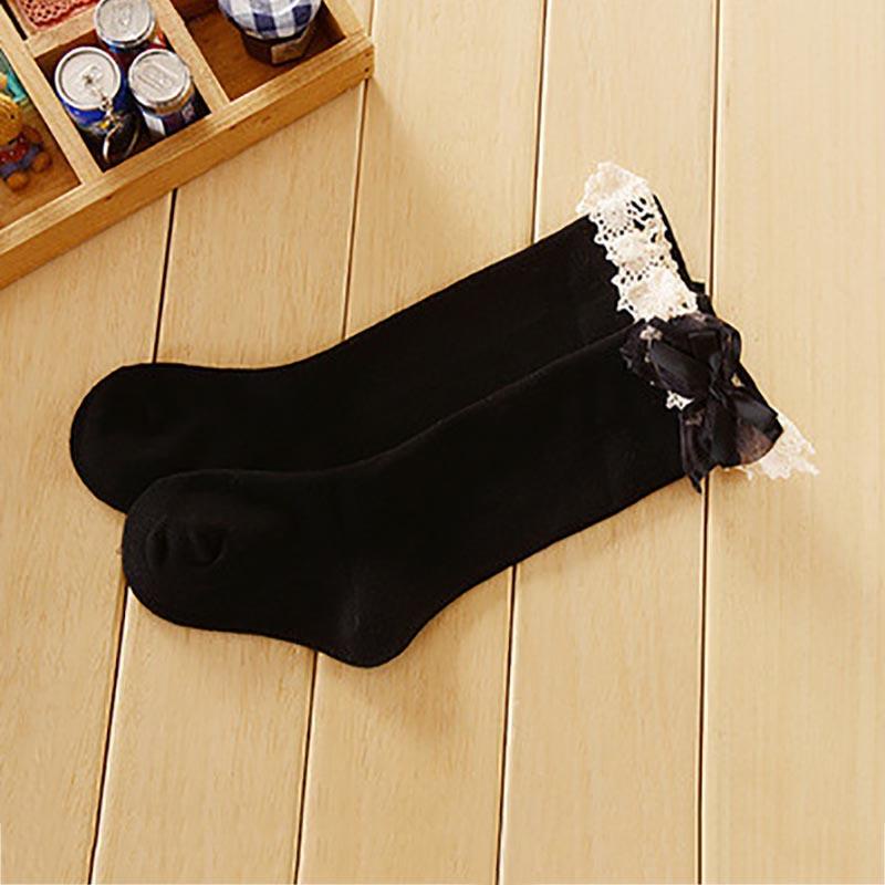 Vớ Cotton Viền Ren Hoa Mềm Mại Màu Trơn Dễ Thương Thoáng Khí Cho Bé Gái