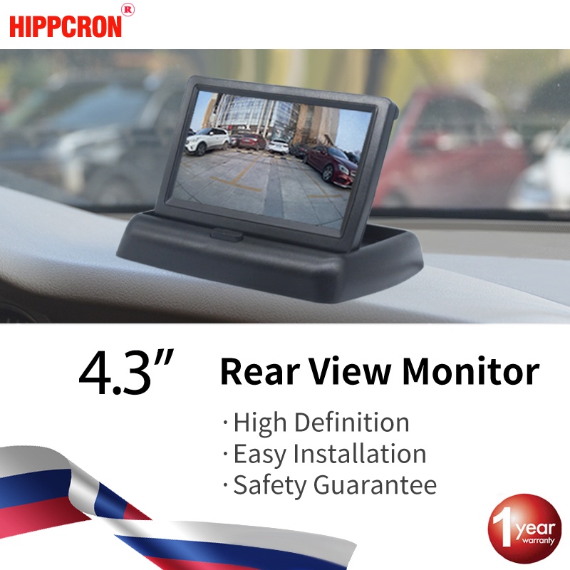Car rear view display 4.3 "HD foldable TFT LCD with night vision PAL/NTSC rear view camera