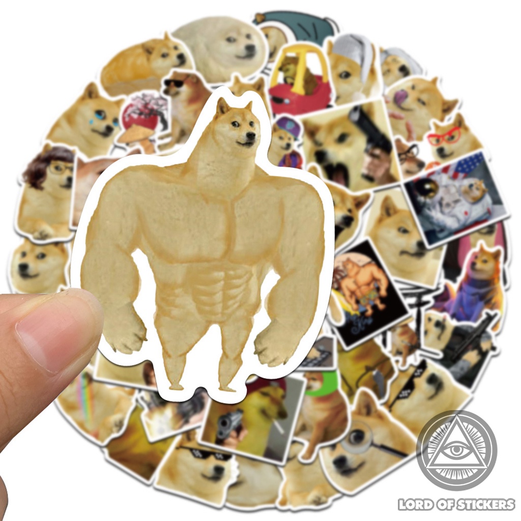 Set 50 Sticker Cheems Doge Meme Chó Vui Nhộn Hài Hước, Hình Dán Chống Thấm Nước Trang Trí Mũ Bảo Hiểm, Ván Trượt, Xe, Sổ