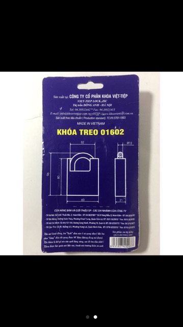 Ổ Khoá Việt Tiệp Chống Cắt 60mm