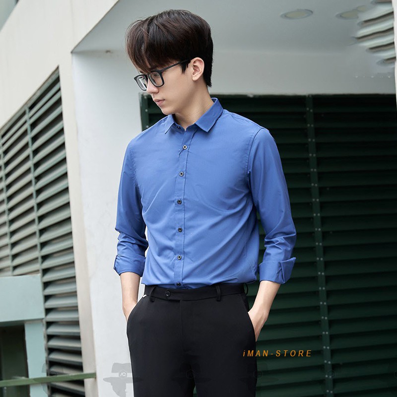 Áo Sơ Mi Nam Dài Tay Công Sở Cao Cấp, Áo Sơ Mi Nam Hàn Quốc [Gấp Hộp] Vải Lụa Mềm Mịn, Thoáng Mát VNXK Slimfit
