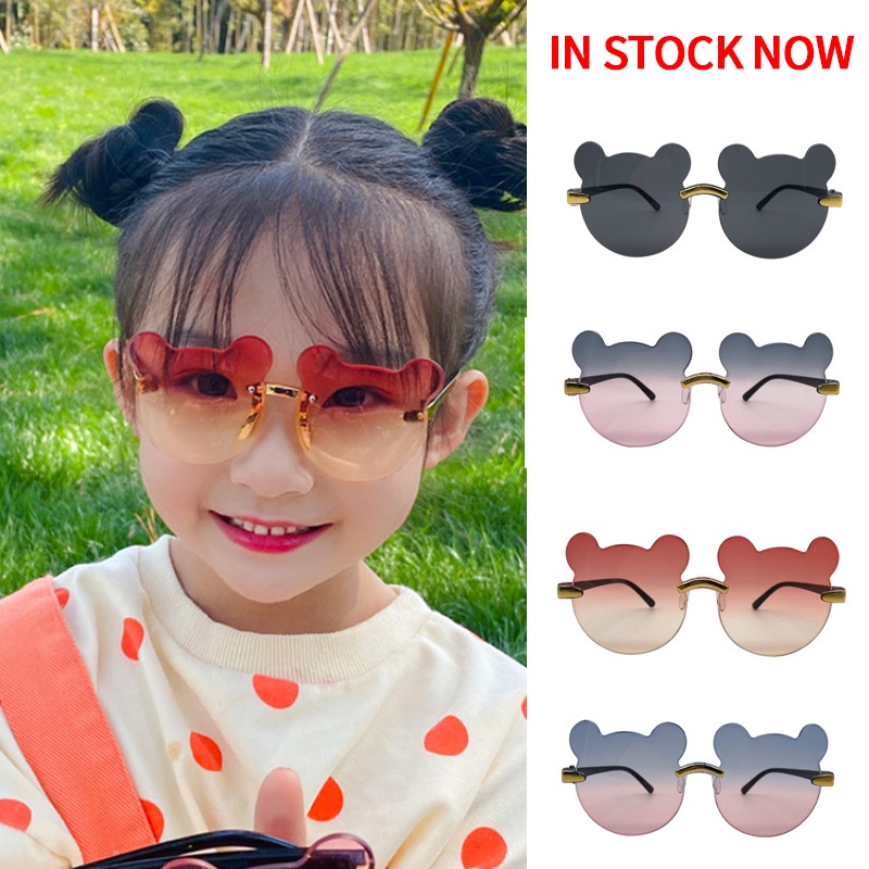 (KIQI-FASHION) COD Kính mát hình gấu dễ thương chống tia uv400 phong cách Hàn Quốc cho bé