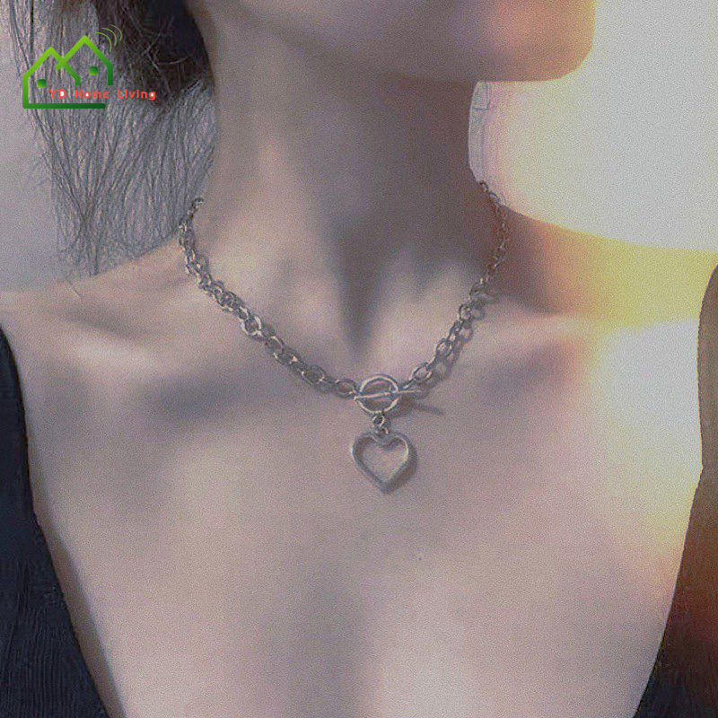 vòng cổ Kim Loại Mặt Hình Trái Tim Phong Cách Retro