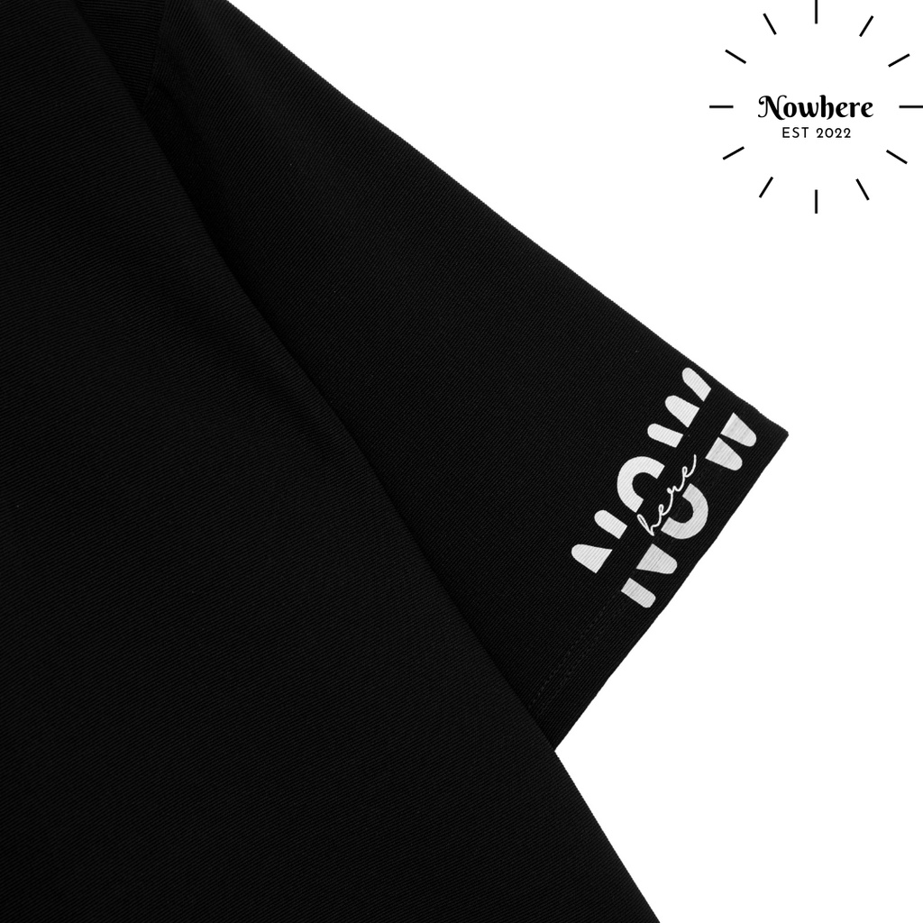 Áo Thun Tay Lỡ Unisex NOWHERE đen form rộng thêu chữ Thank you next chất liệu thun mát không nhăn