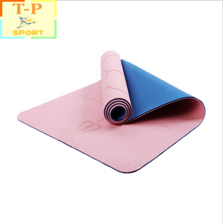 Thảm tập Yoga định tuyến TPE 2 lớp cao su non chống trơn trượt - Thảm tập Yoga cao cấp cao su non thiên nhiên 183*61*0.6