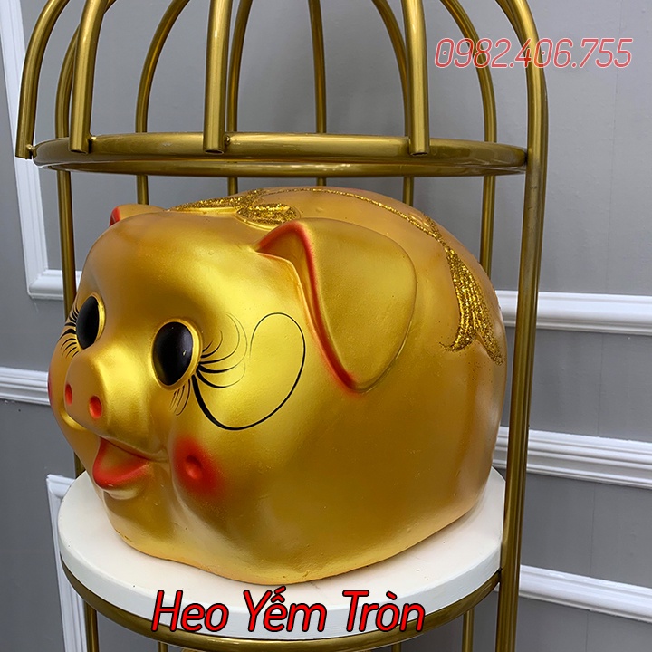 Ống heo lợn đất tiết kiệm tại lộc size to lớn màu vàng ánh kim cao 22cm MSOngDia