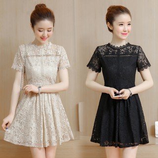 Váy ren nữ eo ngắn tay tôn dáng, thời trang, cá tính