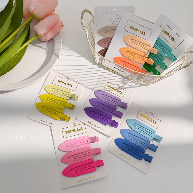 Set 3 Kẹp Tóc Thuyền Kim Loại Khắc Chữ Đồng Màu Phụ Kiện Tóc Nữ Xu Hướng Thời Trang Hàn Quốc