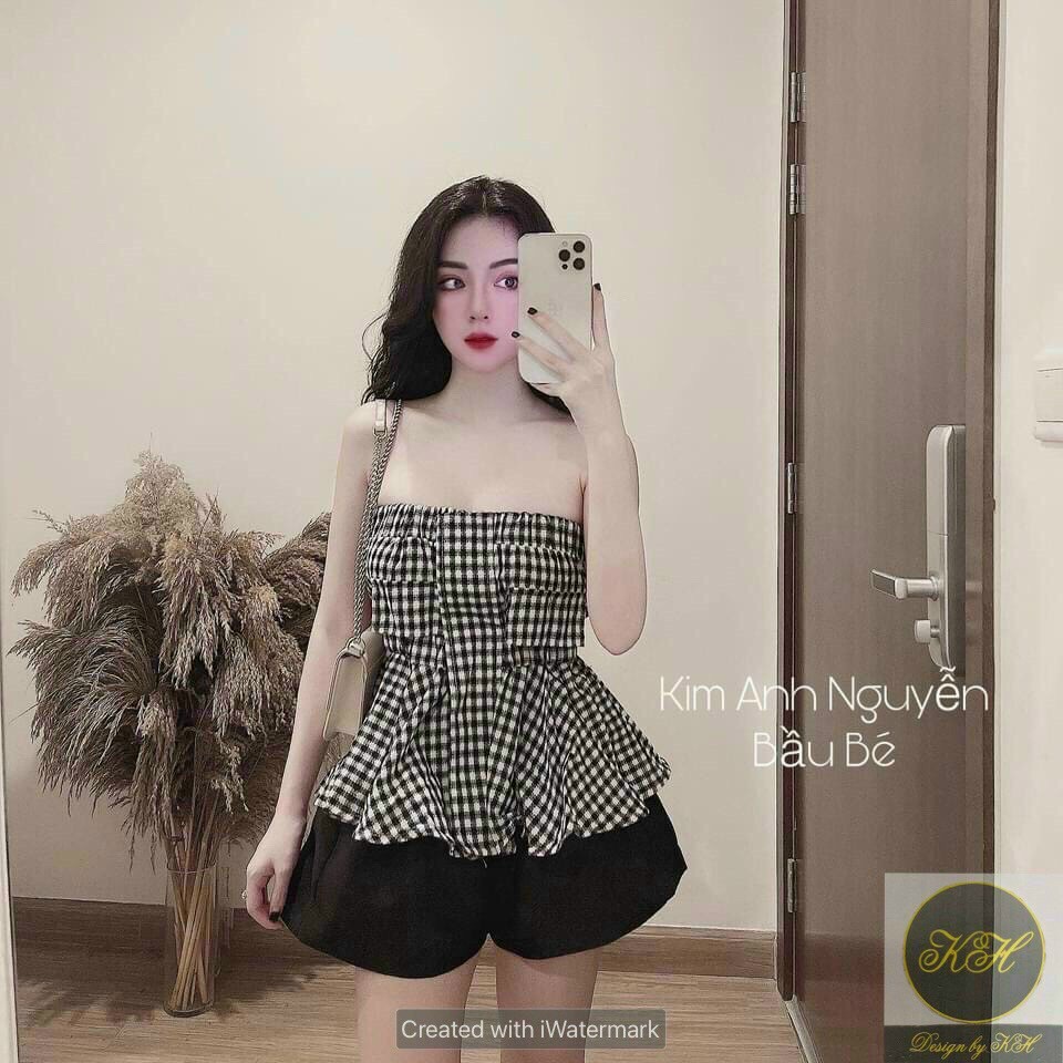Áo Quây Kẻ Caro Đuôi Cá Hai Túi Ngực Kèm Ảnh Thật - Áo Quây Kẻ Đen Kéo Khóa