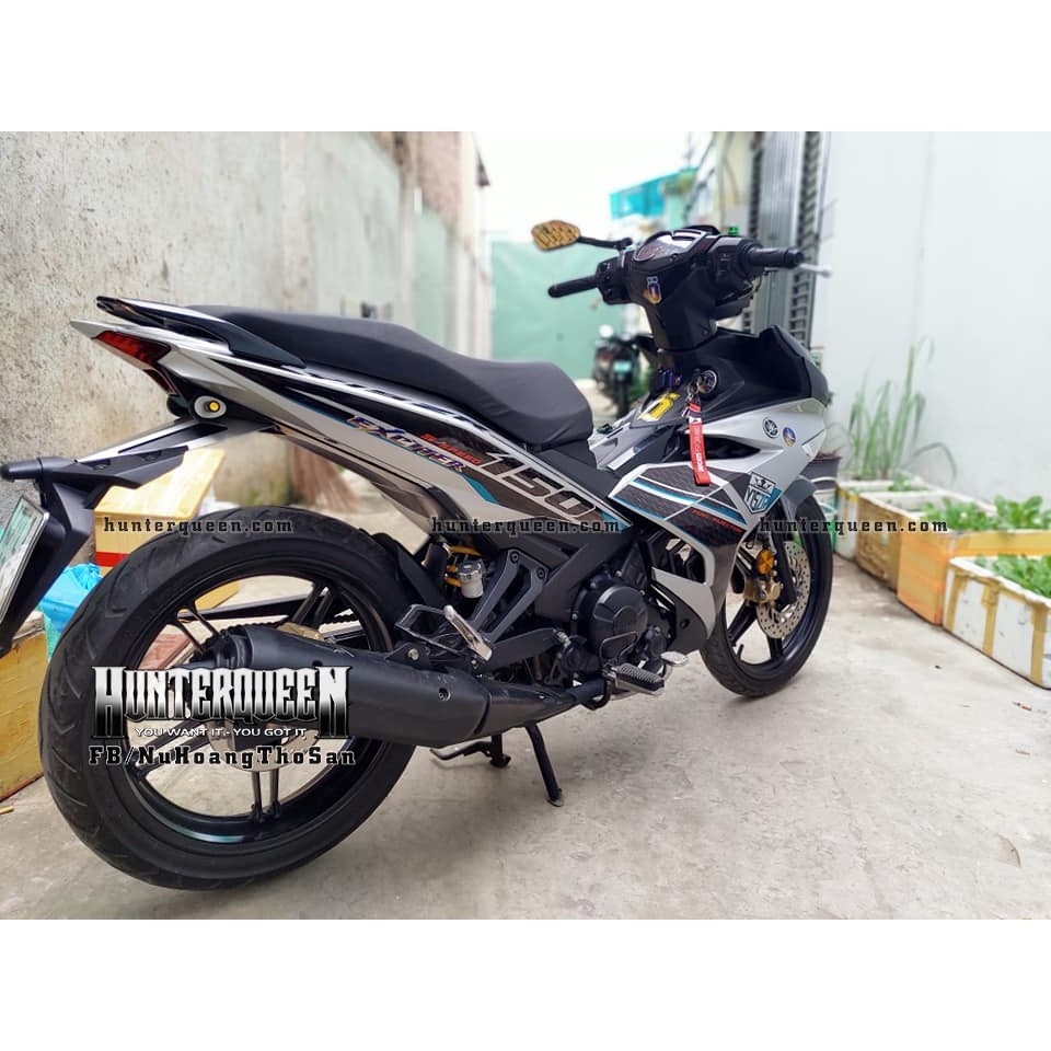 Tem Exciter 150. Tem Y15ZR. Xe bạc, mặt nạ đen. Chỉnh sửa theo yêu cầu. Sắc nét, bền màu, chống nước