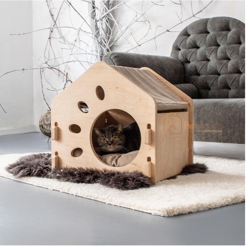 Nhà mèo phong cách hiện đại, hàng cao cấp chất liệu Plywood phủ melamin