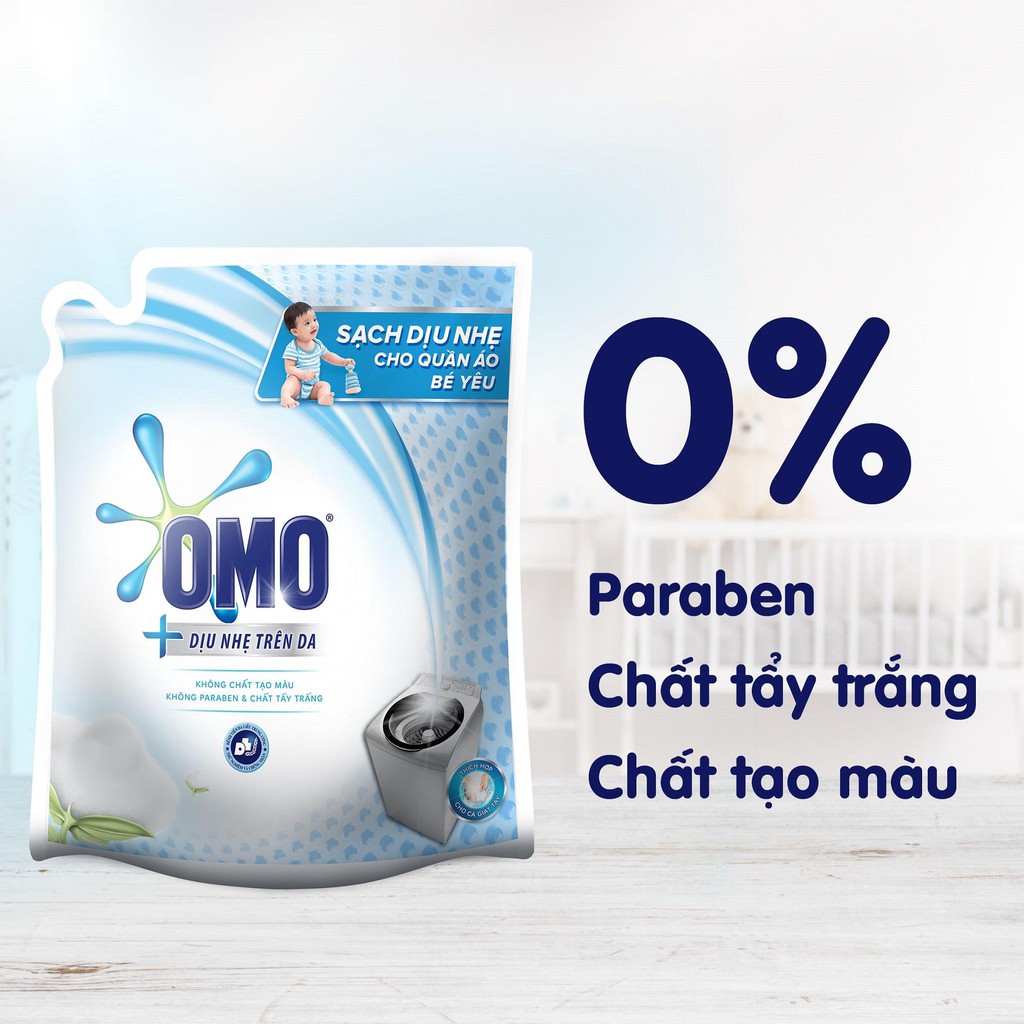 Nước Giặt OMO MATIC Dịu Nhẹ Cho Da Nhạy Cảm 2kg Túi TRẮNG