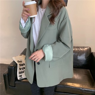 KHOÁC BLAZER XANH DÁNG RỘNG (kèm video, ảnh thật)