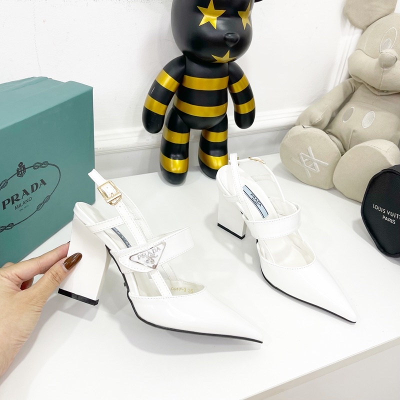 Sandal prada gót dẹt mũi nhọn fullbox