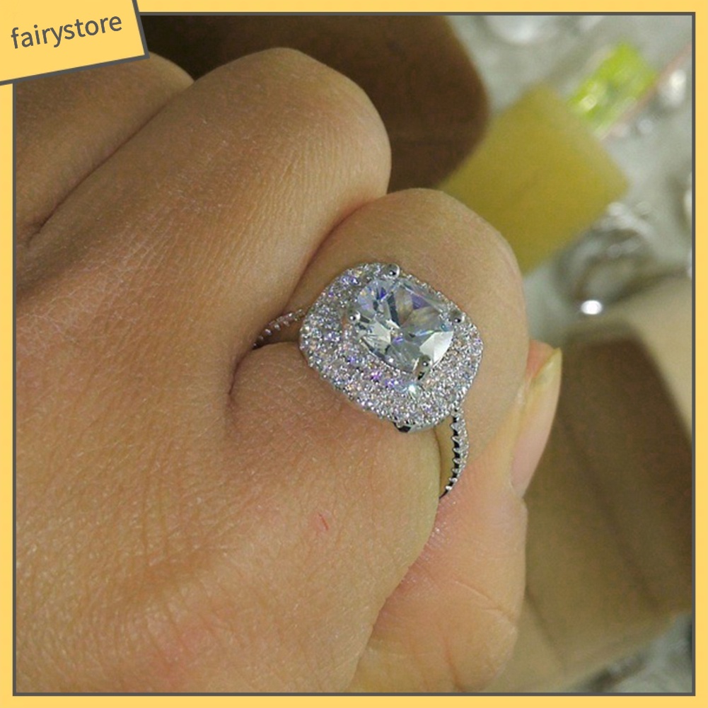 Nhẫn đính đá Topaz giả nhiều màu sang trọng