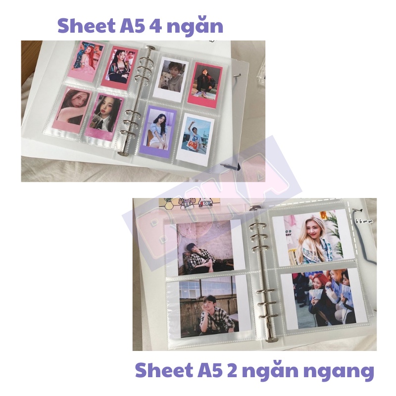 [LẺ] Sheet meet chứa ảnh Buka nhiều kích thước trong suốt 6 lỗ (CHƯA KÈM BÌA) đựng card, banner, strip cho binder