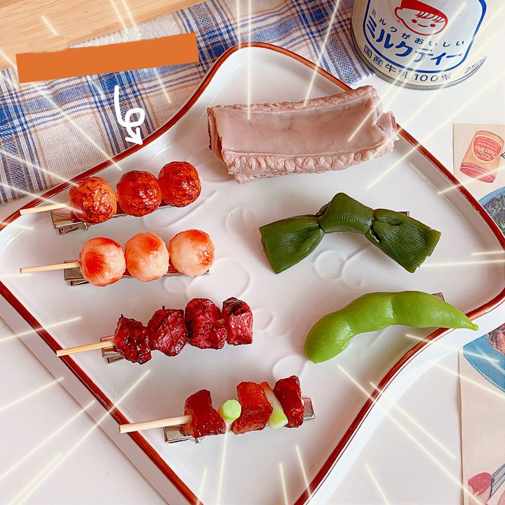 Kẹp tóc Hàn Quốc họa tiết xiên que nướng cực HOT cho nữ