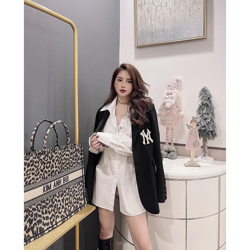 Áo sơ mi nữ sọc tay túi gấu hot - From rộng cá tính