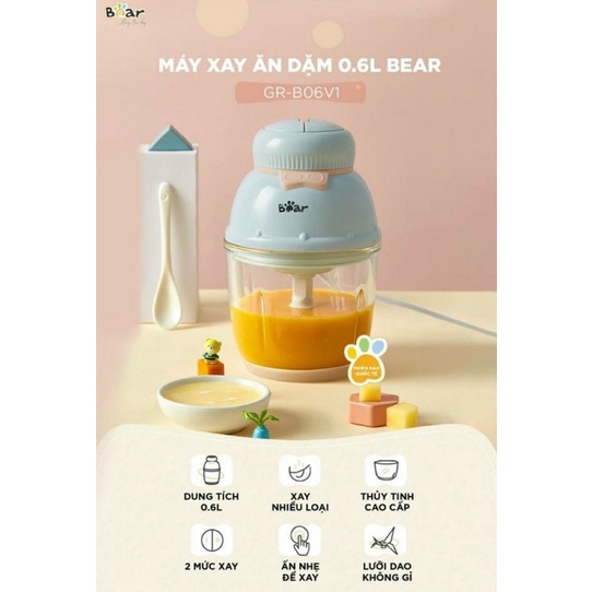 [ CHÍNH HÃNG] Máy Xay Bear 0,6 Lít Tích Hợp 2 Chức Năng Xay Mẫu Mới