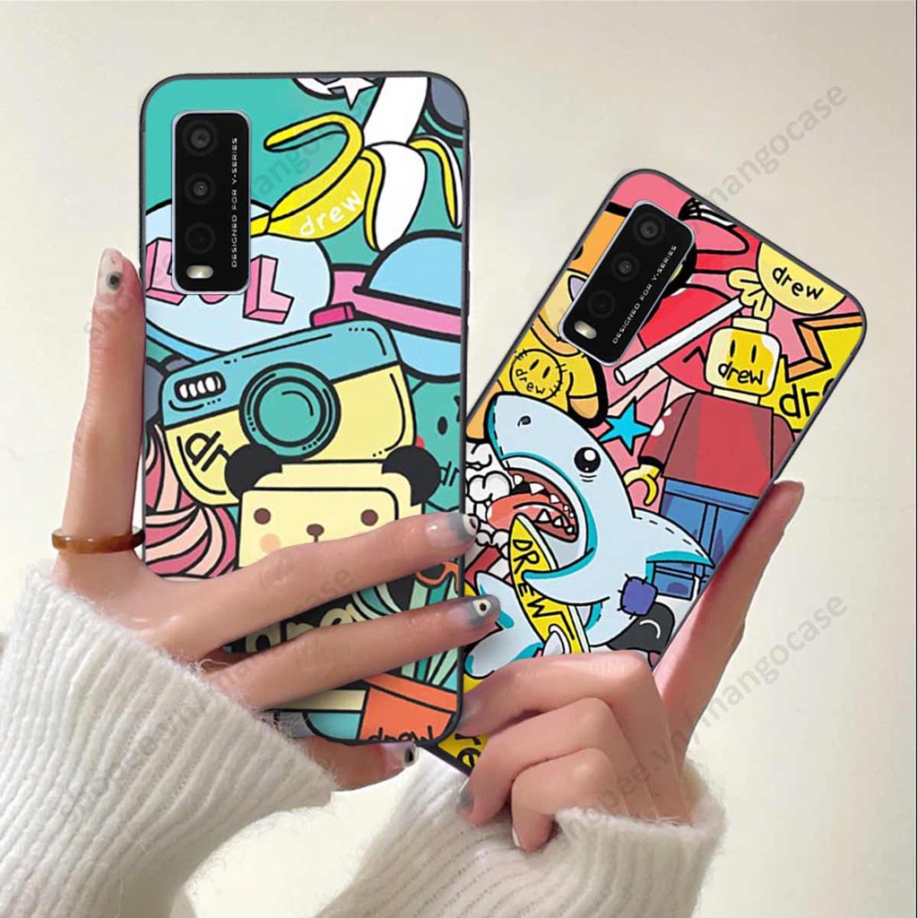 Ốp lưng điện thoại Vivo Y20 drew, kaws, bape cao cấp, vỏ ốp rẻ đẹp