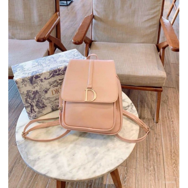 Balo Dior nữ thời trang đi chơi, đi học da mềm mịn ba lô du lịch (màu đen,hồng)