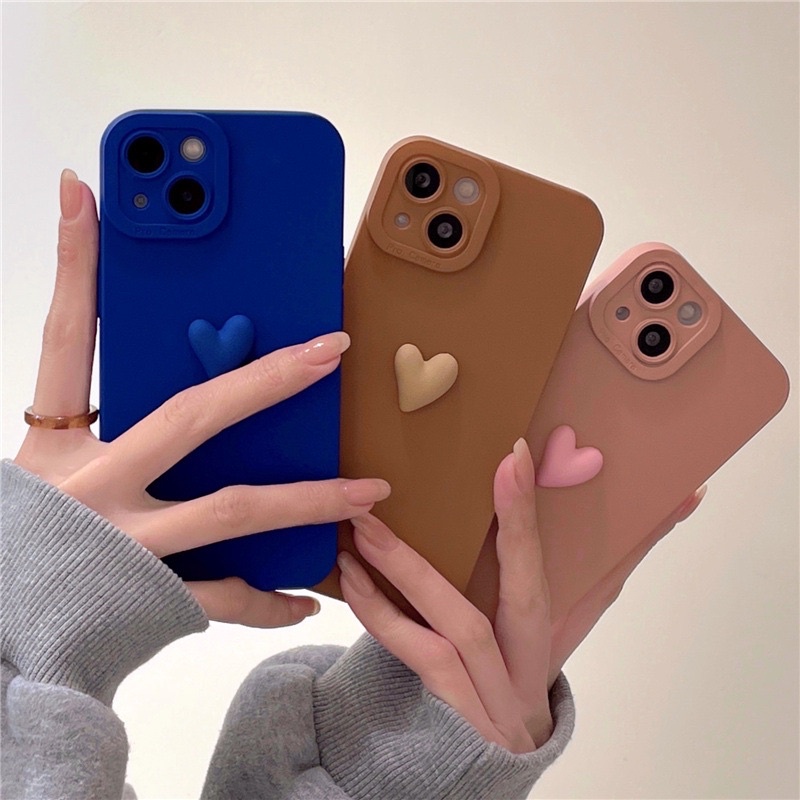 (SIÊU RẺ) Ốp lưng iphone procam trái tim nổi nhỏ màu kem và nâu 7plus/8/8plus/x/xr/xs/11/12/13/pro/max/plus/promax