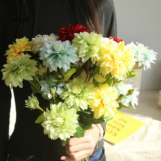 Bó Hoa Cúc Thược Dược Giả Xinh Xắn Dùng Để Trang Trí