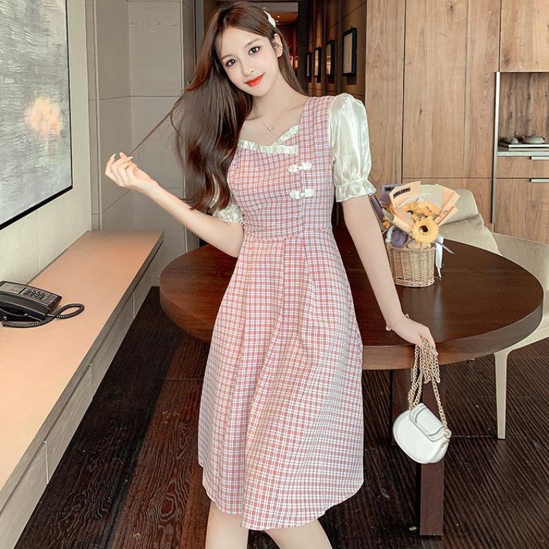 đầm bigsize đầm dự tiệc đầm tay phồng váy bầu mùa hè đầm nữ đầm vintage đầm midi váy nữ xinh đầm caro đầm cổ vuông