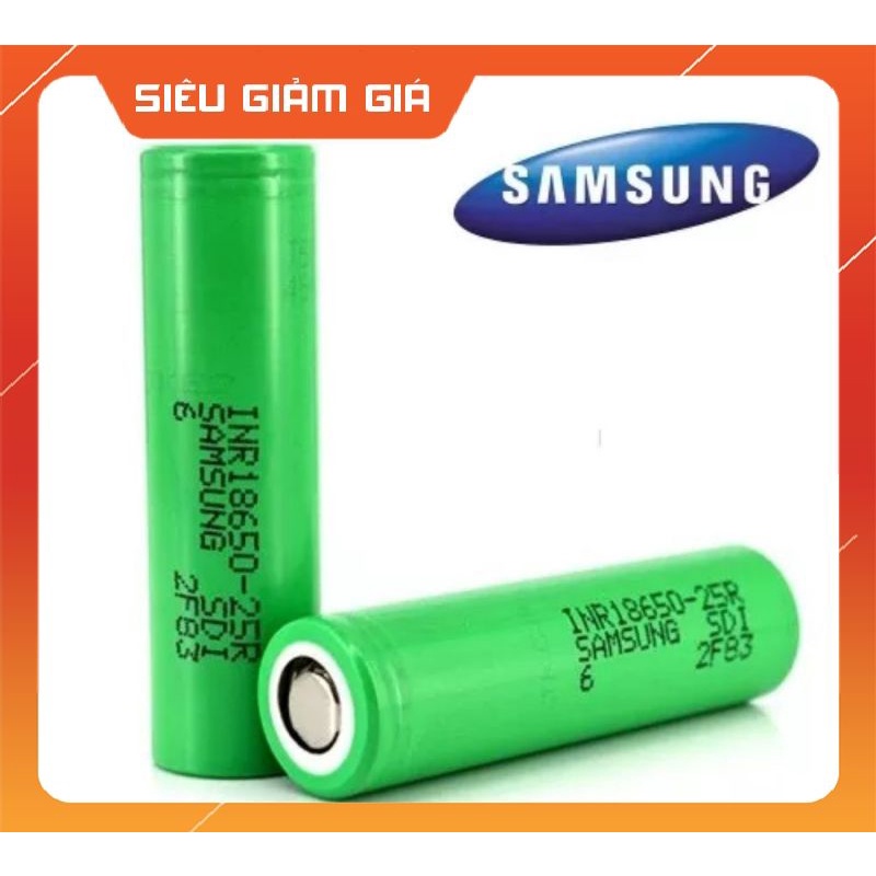 Pin Samsung INR18650 - 25R, dung lượng 2500mAh - xả  20A(Sp mới 100%)