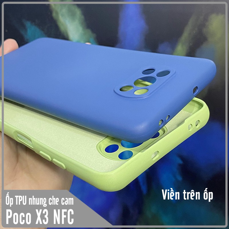 Ốp lưng cho Xiaomi Poco X3 NFC, nhựa TPU dẻo màu lót nhung che camera
