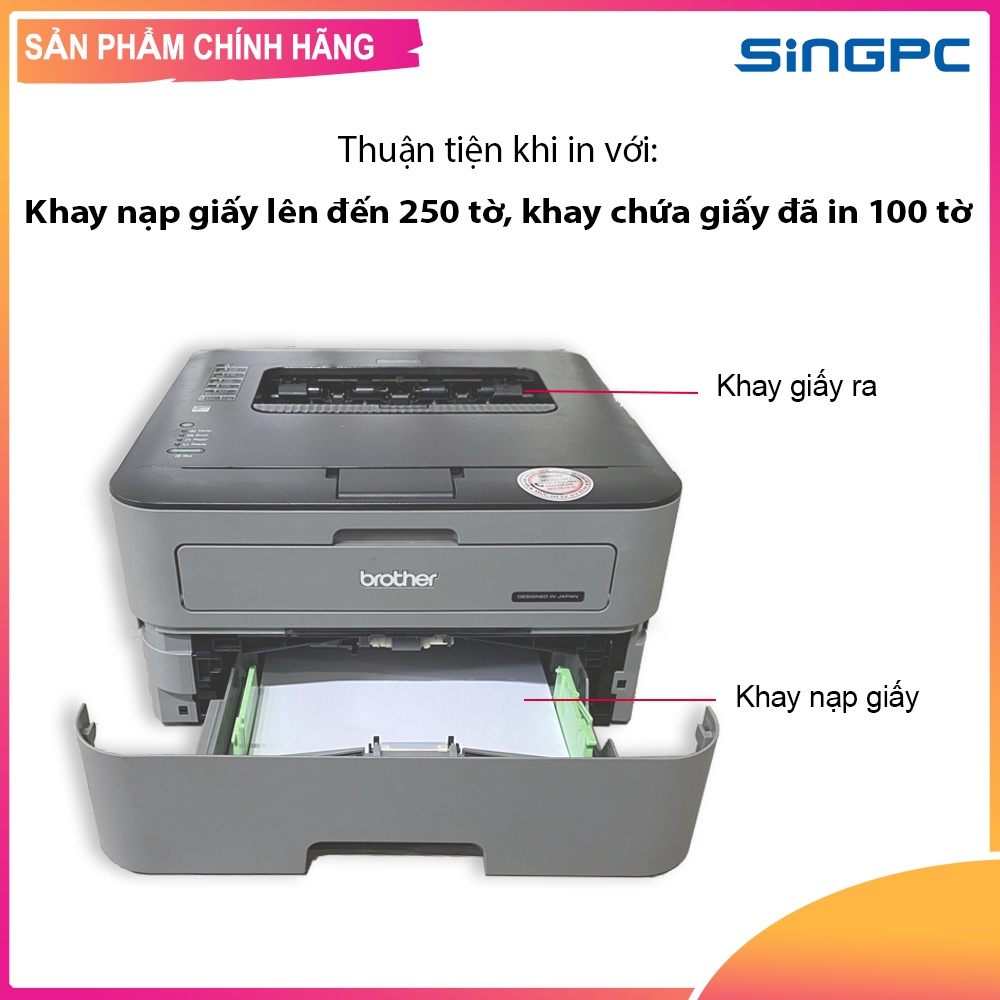 Máy in Laser Đen trắng Brother HL-L2321D A4+30 trang/1 phút, 600dpi, khay giấy 250 tờ, Đảo mặt tự động - Hàng Chính Hãng