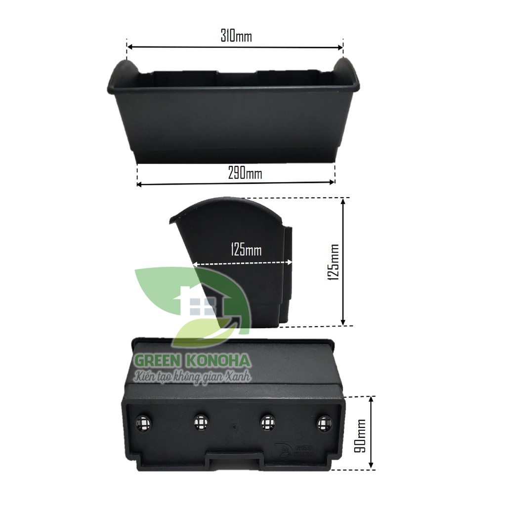 Chậu đôi trồng cây vườn tường GREEN KONOHA