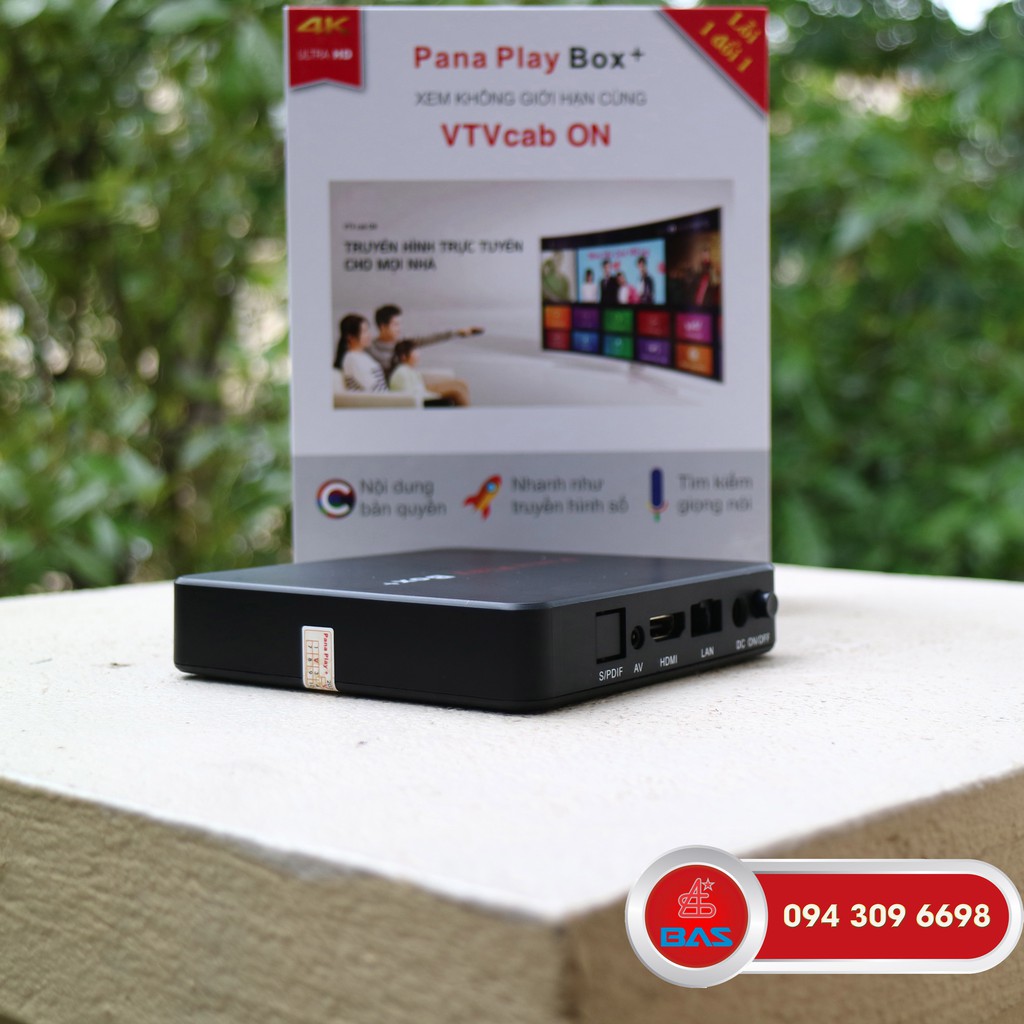 TV Box Ram 4G Pana Play Box +, Android box hỗ trợ tìm kiếm giọng nói, tích hợp cổng quang, bảo hành 12 tháng