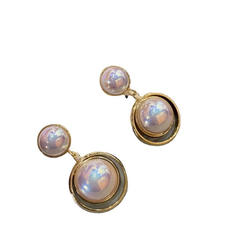 Khuyên Tai Hình Tròn Đính Ngọc Trai Phong Cách Hàn Quốc Mới Cho Nữ