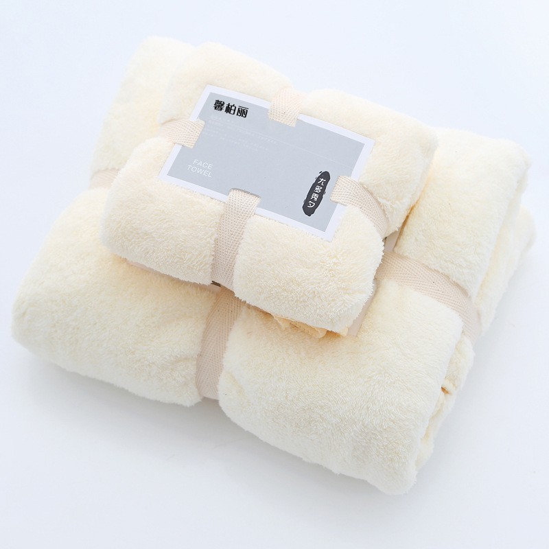 Set 2 Khăn tắm dày 34x75+70x140,siêu thấm chất liệu 100 cotton 120g+450g -143