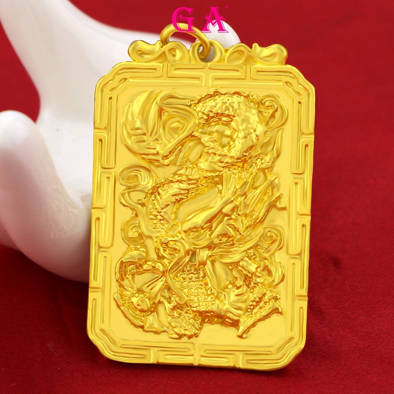 Vòng cổ Mạ Vàng 24K Mặt Hình Rồng Emas 916 Dành Cho Nam