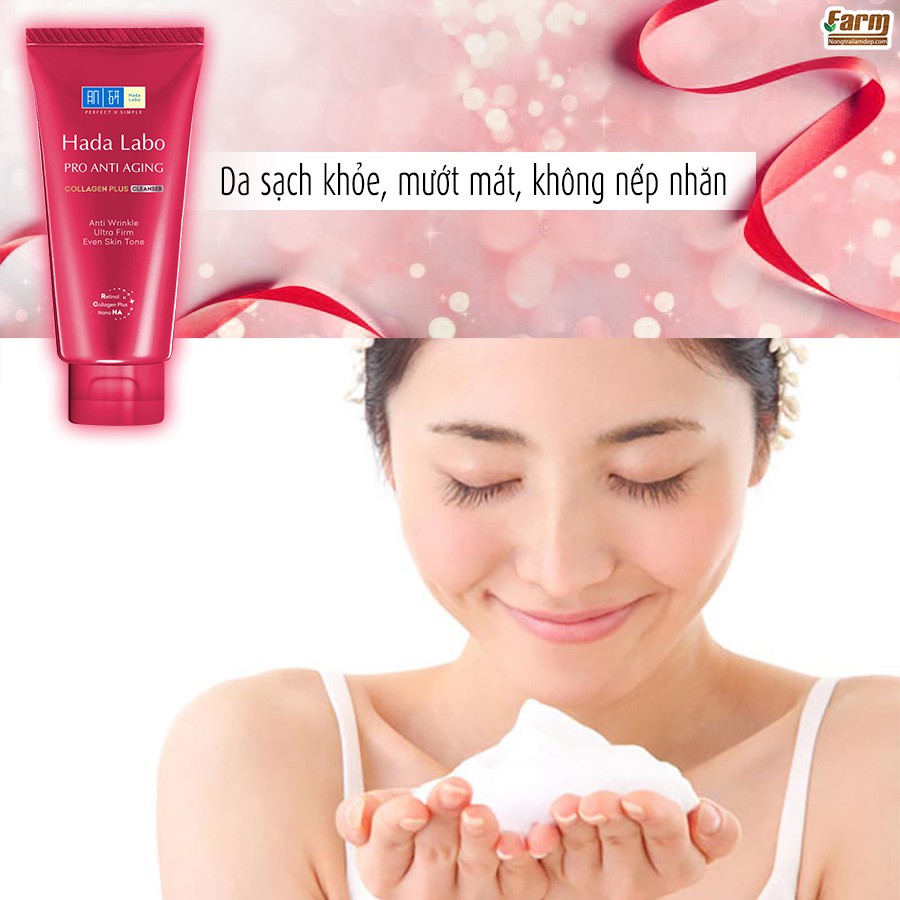 Sữa rửa mặt Hada Labo chống lão hóa Màu Đỏ - Hada Labo Pro Anti Aging Cleanser 80g