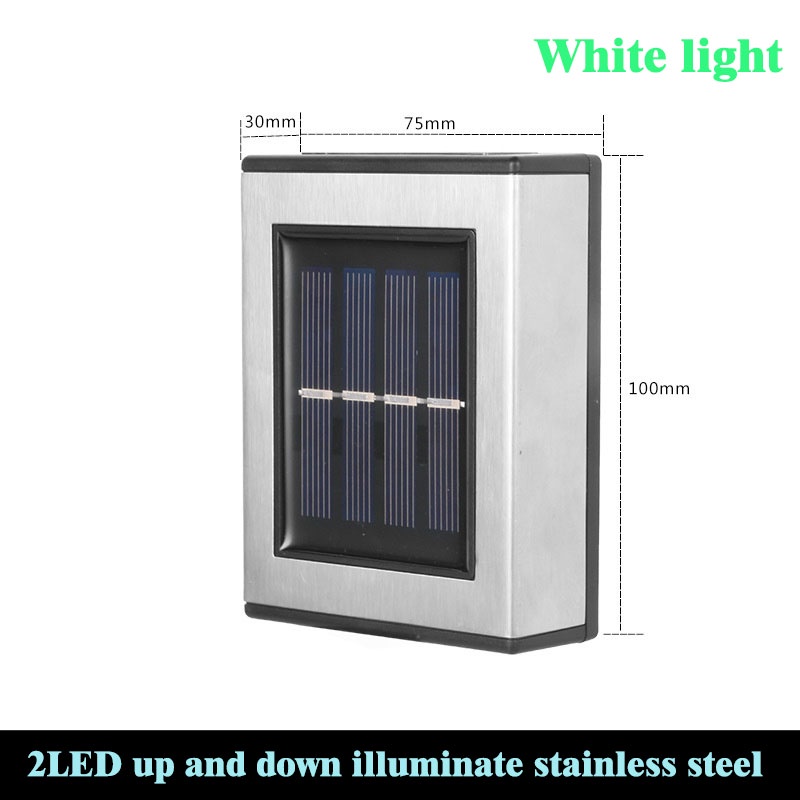 Ánh sáng ban đêm năng lượng mặt trời Đèn tường ngoài trời không thấm nước 2LED lên và xuống Đèn tường trang trí ngoài trời phát sáng ngoài trời