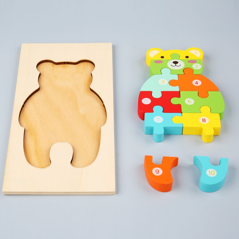 Đồ chơi gỗ xếp hình giáo dục sớm cho bé, Bảng đồ chơi Trẻ em bằng gỗ 3D câu đố với mảnh ghép lớn, Nhiều mẫu - BABO
