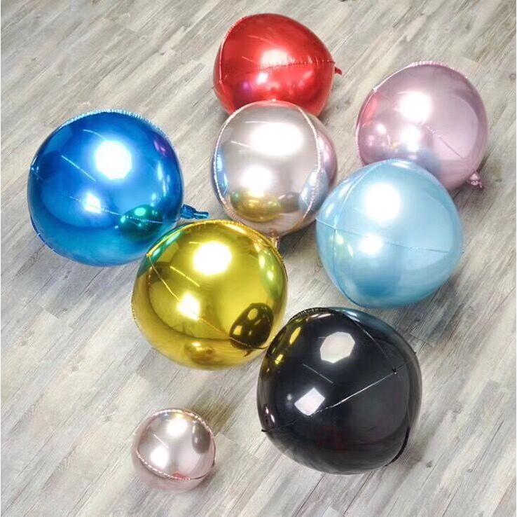 Bong bóng lá nhôm hình tròn trang trí tiệc sinh nhật 4d 22inch