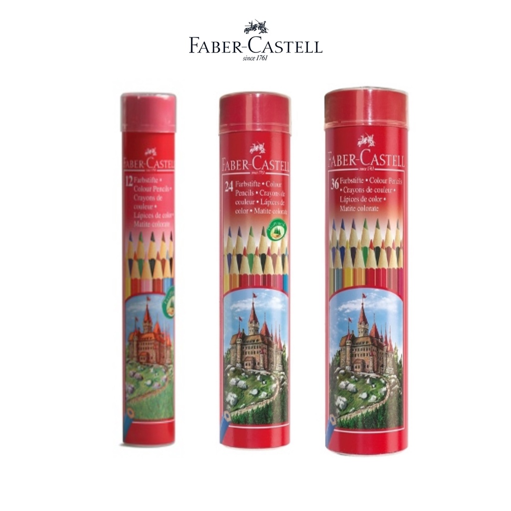 Chì Màu Lục Giác Faber-Castell - Hộp Thiếc Tròn