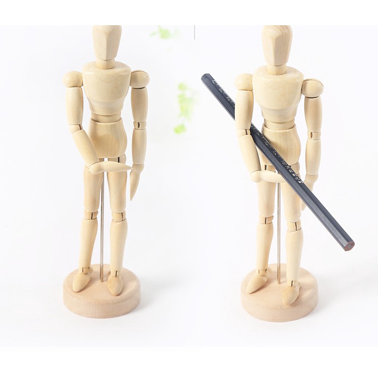1 Mô Hình Người Gỗ Vẽ Tranh Chuyên Dụng 5.5inch