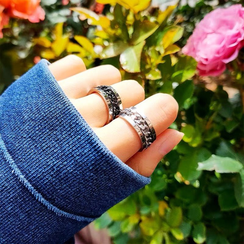 Ring Necklace dây chuyền vòng cổ dây da phối nhẫn xích titan không gỉ không đen cho nam nữ