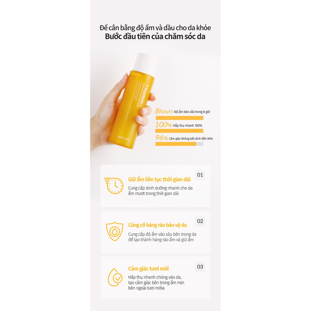 Toner Bergamo vitamin dưỡng chất cho da nhạy cảm 210ml