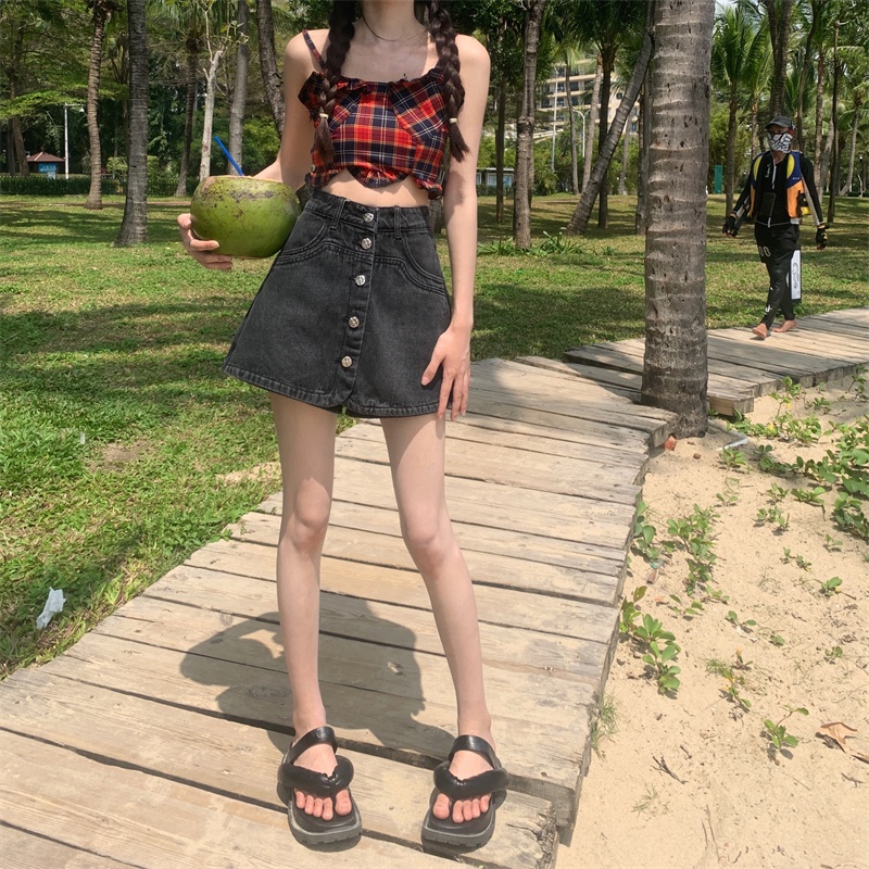 Quần Short Denim Lưng Cao Ống Rộng Thời Trang Mùa Hè Phong Cách Hàn Quốc Cho Nữ