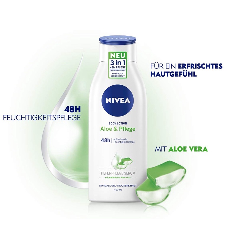 Dưỡng Thể Nivea Repair Care 72h, Nivea Aloe Pflege - 400ml