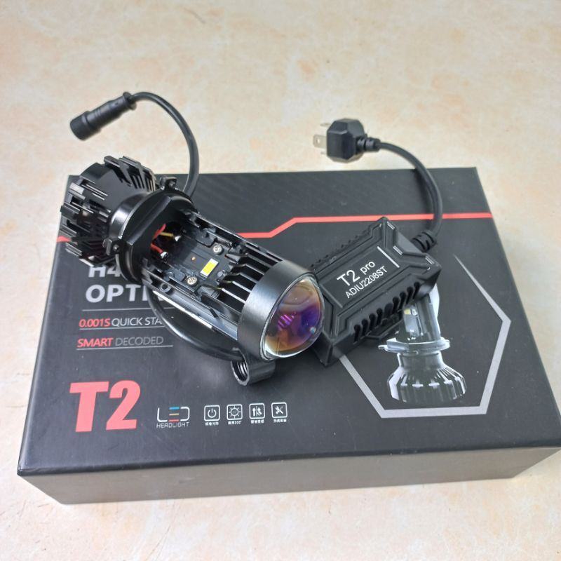 Bi mini T2 Pro ADIU kính tím Matrix Led 6 nhân 50W Sáng vượt trội so bóng Bi chân H4 hiện có trên thị trường