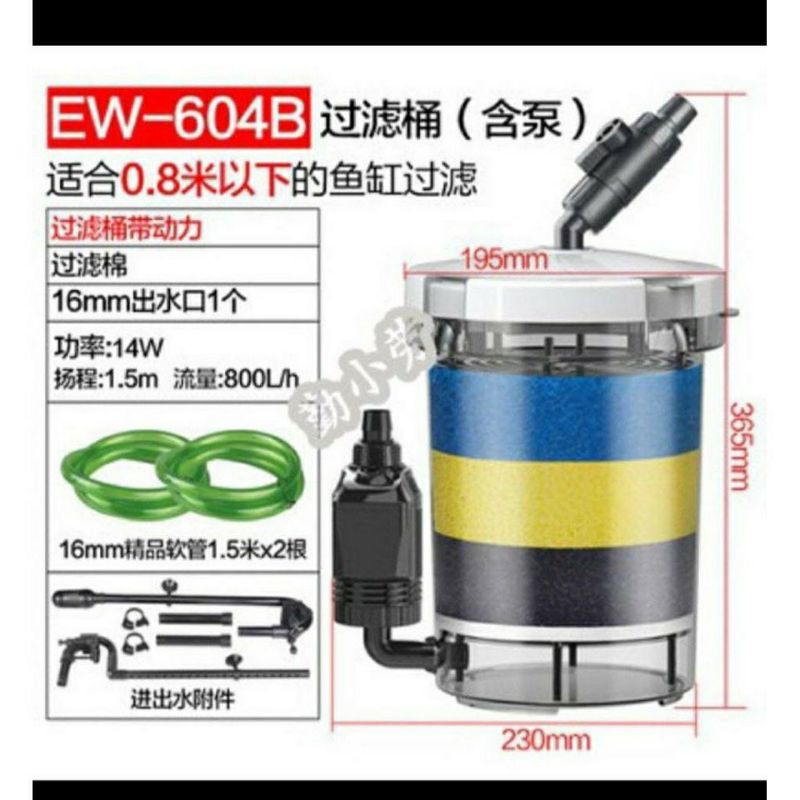 LỌC SUNSUN LW603B ( EW 603 ) VÀ EW604B ( EW 604 ) ( VỎ TRONG SUỐT ) - LỌC PHỤ CÓ KÈM BƠM - LỌC CHO HỒ THUỶ SINH
